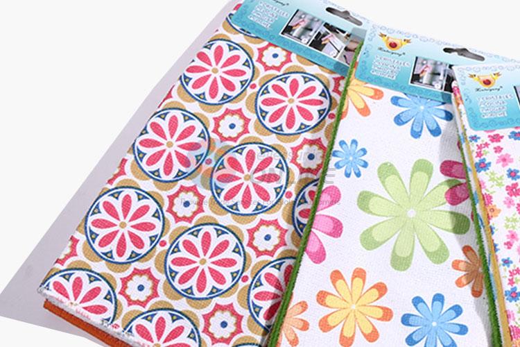 Bottom price flower printed table cleaning towel kitchen cloth