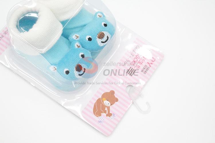 Blue 3D Bear Head Cotton Kids Baby Sock