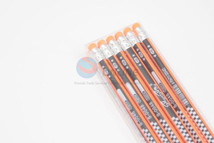 Cute Orange Color HB Pencils With Eraser