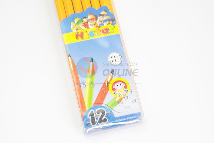 Simple Style 12Pcs/Set Yellow Color 2B Pencils