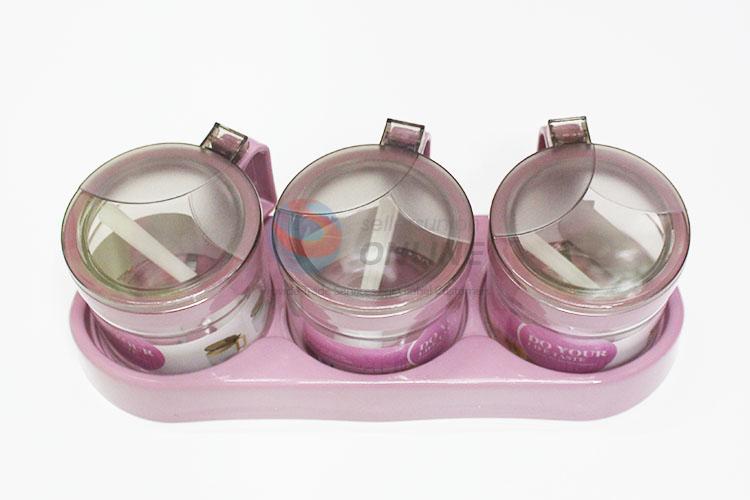 Cute 3Pcs/Set Glass Spice Jar Creative Plastic Seasoning Boxes