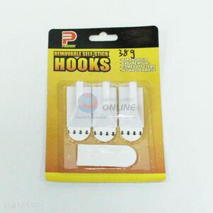 High quality 3pcs white plastic sticky hooks