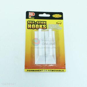 4Pcs white self-sticky plastic hooks