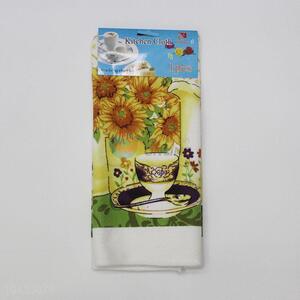 Hot sale sunflower printed tea towels kitchen towel
