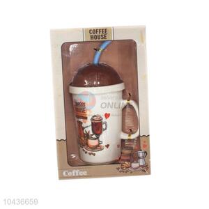 Ceramic cup creative love cups with straw