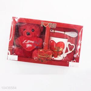Ceramic mug cookie couple coffee cup with bear