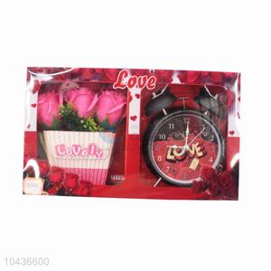 Alarm clock with fake flower for wedding decoration