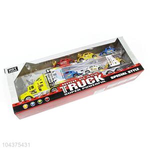 Super Inertial Double-Deck Platform Truck With 6 Pieces Toy Car Set