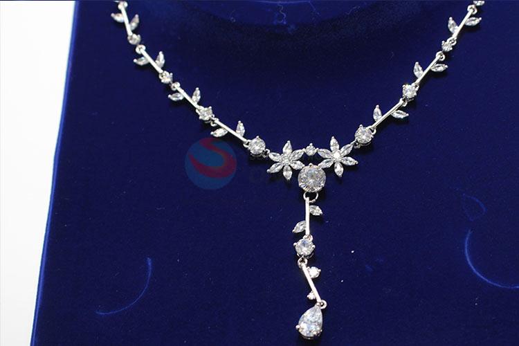 Eco-Friendly Zircon Necklace&Earrings Set For Wedding