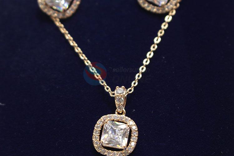 Factory promotional customized zircon necklace&earrings set