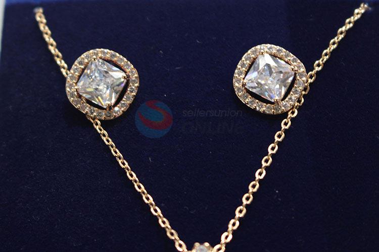 Factory promotional customized zircon necklace&earrings set