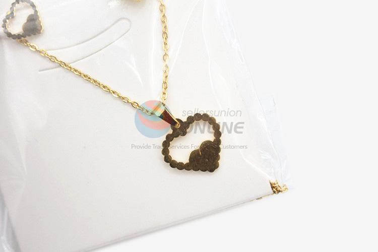 Best selling women stainless steel heart necklace&earrings set