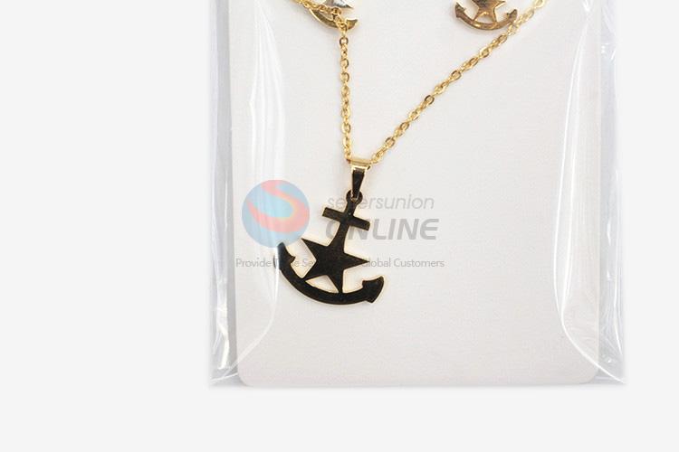 Hot sale custom women stainless steel anchor necklace&earrings set