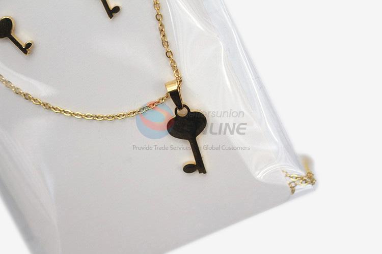 Factory supply popular women stainless steel key necklace&earrings set