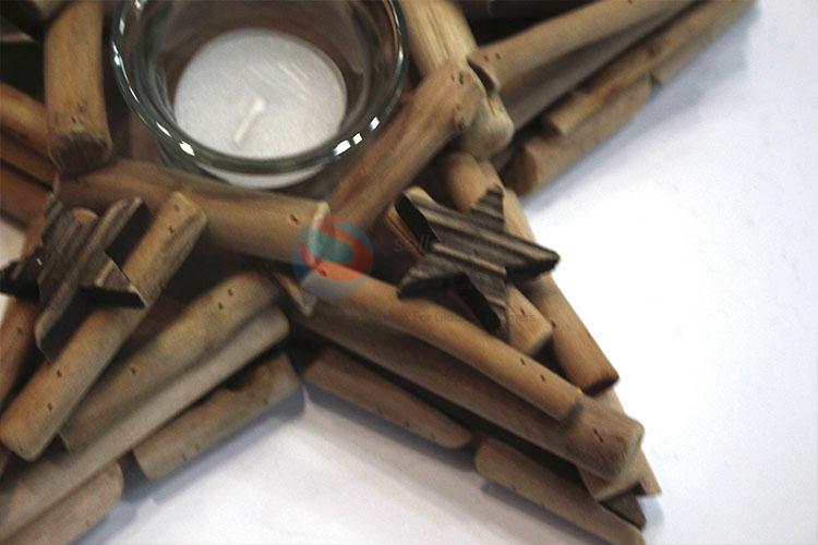 Hot sale fashion design wooden pentagram candleholder