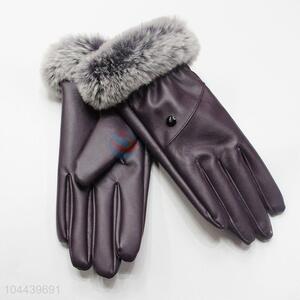 Reasonable Price Winter Women PU Warm Mitten Gloves