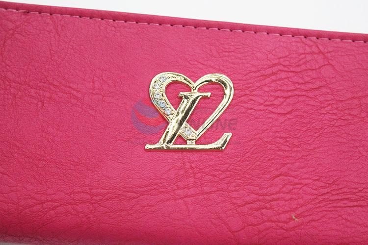 Heart Design Fashion Women Semi Pu Leather Wallet Long Purse