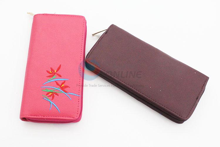 Unique Flower Design Women Fashion Wallet Semi Pu Leather Long Purse