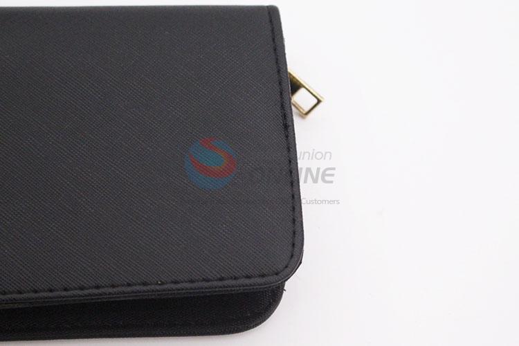 High Quality Black Color Fashion Women Cloth Wallet Long Purse