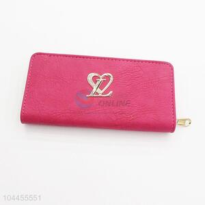 Heart Design Fashion Women Semi Pu Leather Wallet Long Purse