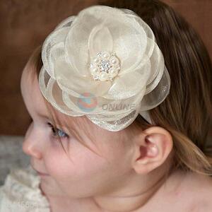 Best Selling Baby Pearl Flower Design White Headband For Sale