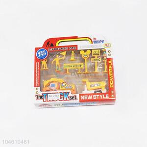 Best construction vehicle/trailer/road sign toy set