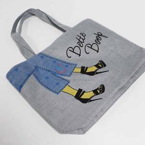 Grey Color Canvas Shopping Bag