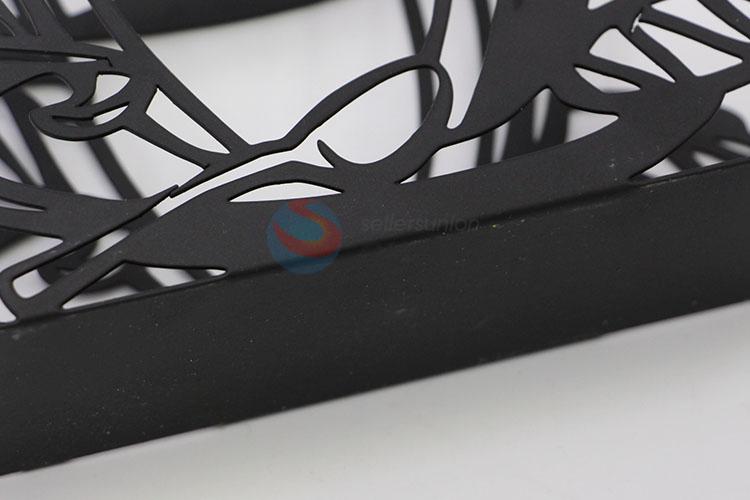 Wholesale Factory Supply Black Color Hollowed-out Letter Iron Napkin Box