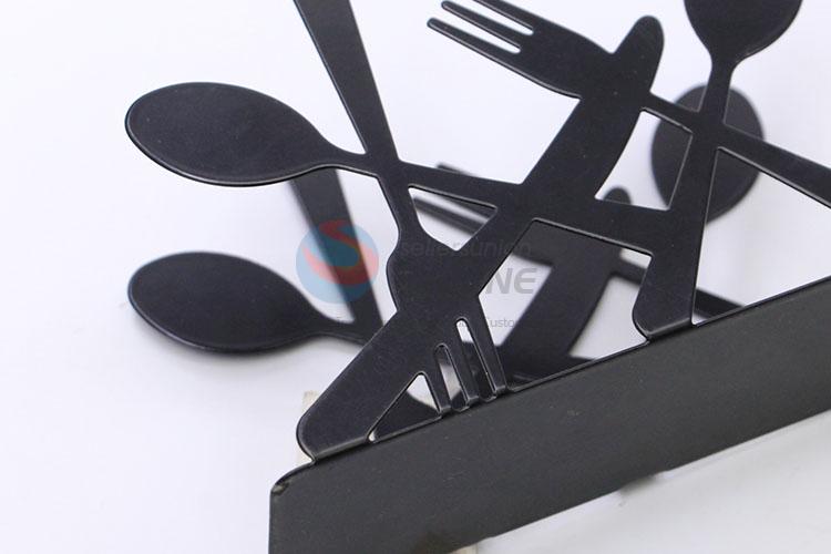 Creative Design Black Color Knife and Fork Shaped Napkin Holder