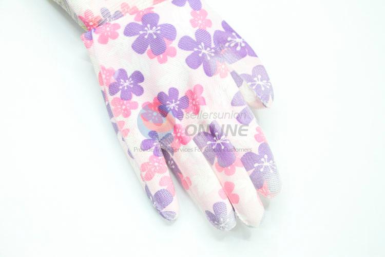 Flower Pattern PU Working Gloves Gardening Gloves Protective Gloves Safety Gloves