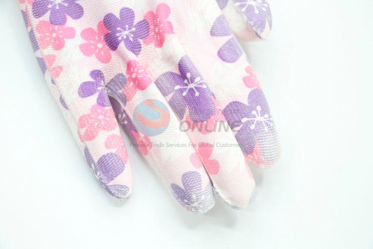 Flower Pattern PU Working Gloves Gardening Gloves Protective Gloves Safety Gloves