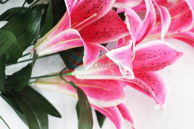 Pink Color Fake Lily Garden Decorative Flowers