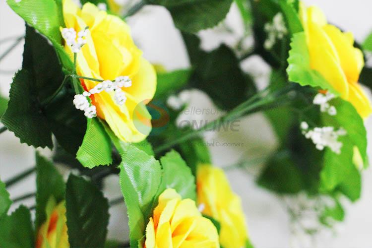 Yellow Color Vivid Lovesick Rose Fake Flower for Decoration