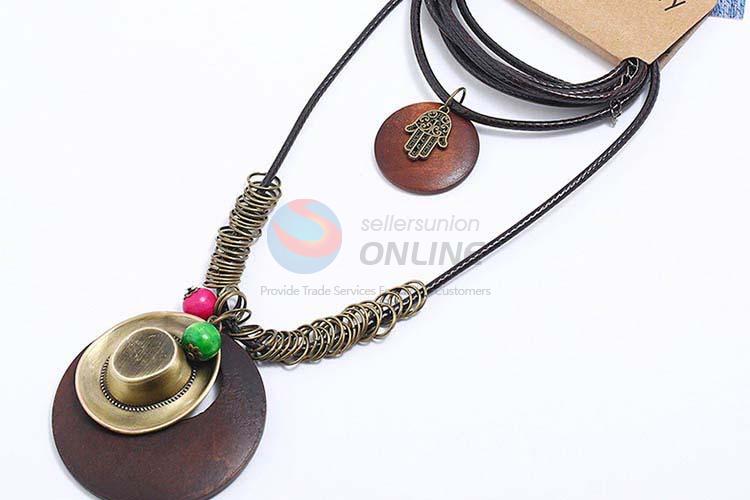 Best selling vintage alloy pendant wooden necklaces