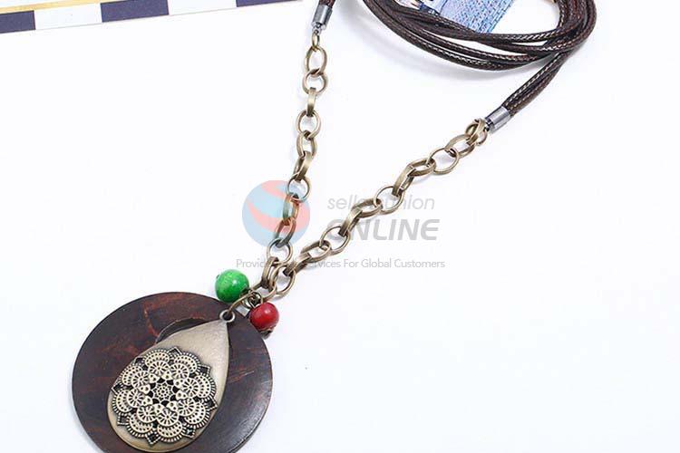 Nice fashion cheap vintage alloy pendant wooden necklaces