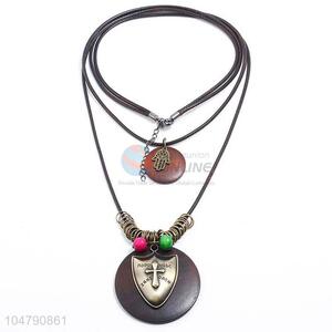 Factory promotional vintage alloy pendant wooden necklaces