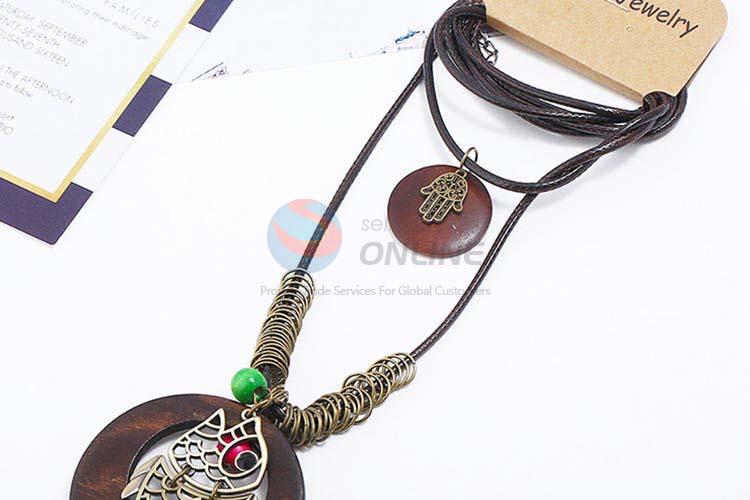 Bottom price vintage alloy pendant wooden necklaces