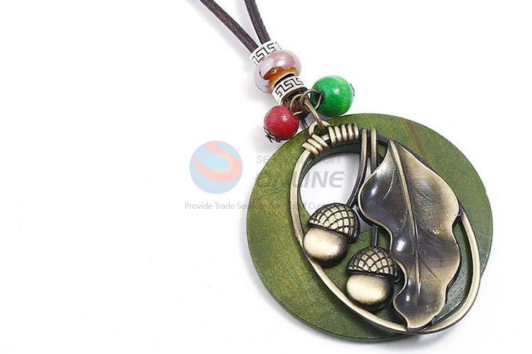 Recent design vintage alloy pendant wooden necklaces