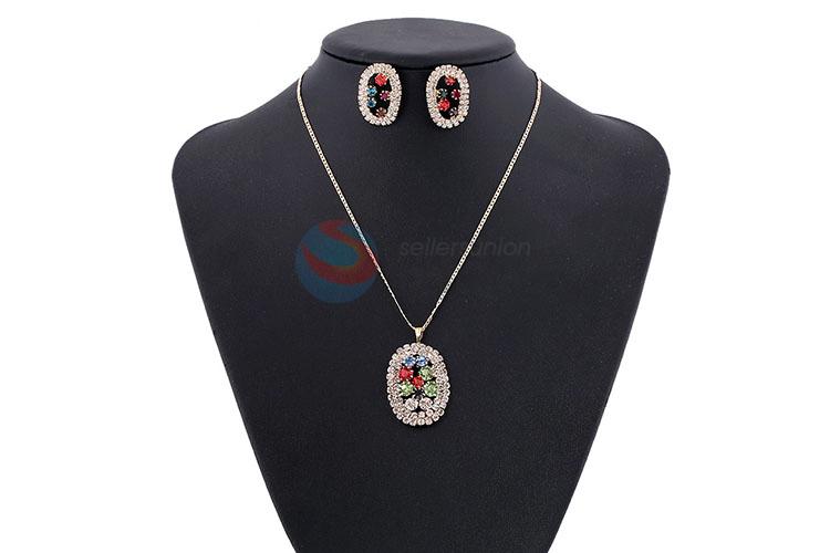 Customized wholesale colorful rhinestone necklace&earrings set