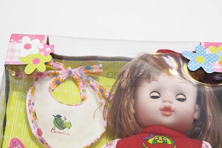 Cheap high quality baby doll with dishware toy