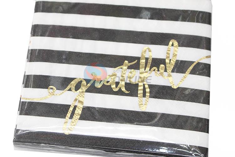 20pcs/Set Gold Blocking Striped Paper Napkins Set for Party