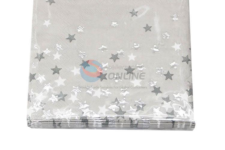 20pcs/Set Grey Color Gold Blocking  Star Pattern Printed Paper Napkins Set