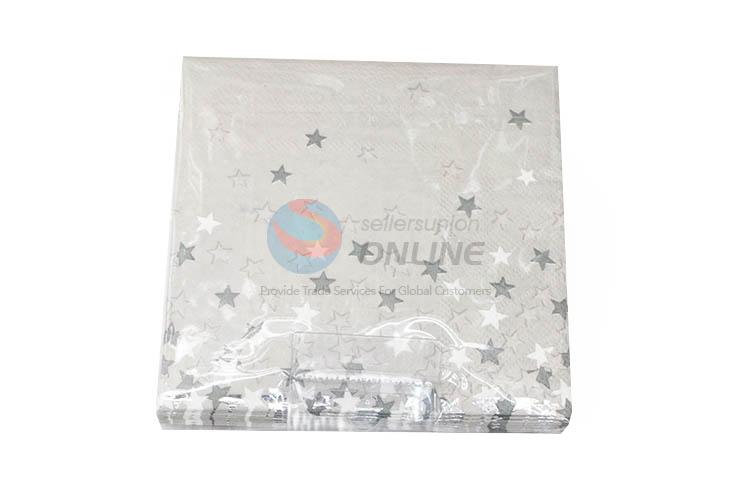 20pcs/Set Grey Color Gold Blocking  Star Pattern Printed Paper Napkins Set