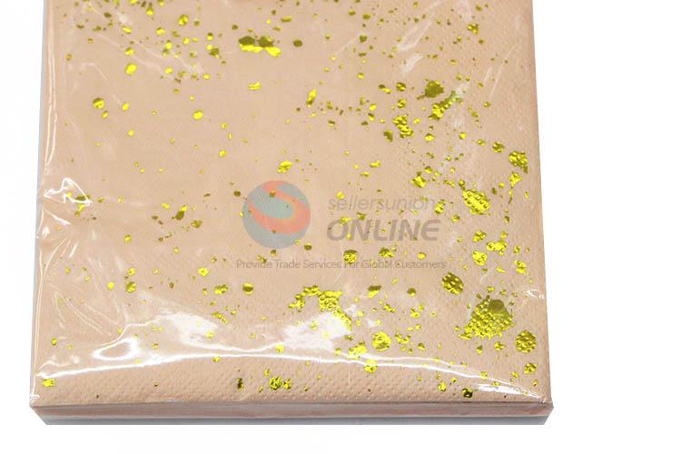 20pcs/Set Pink Color Gold Blocking  Printed Paper Napkins Set