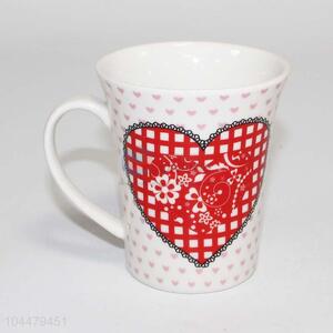 High Quality Promotional Heart Printed Ceramic Coffee Cup