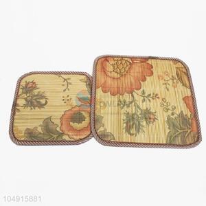 China Factory 2 Pieces/Set Heat Insulation Table Bamboo Weaving Placemat Set