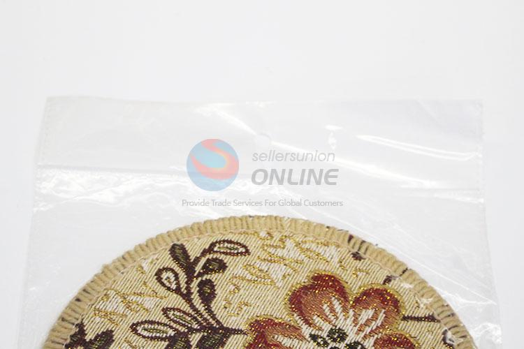 Best Sale Round Shaped Heat Insulation Table Bamboo Weaving Placemat with Flower Pattern