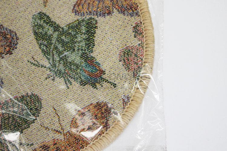 Wholesale Eco-friendly Flower Printed Bamboo Weaving Mats Placemats in Round Shape