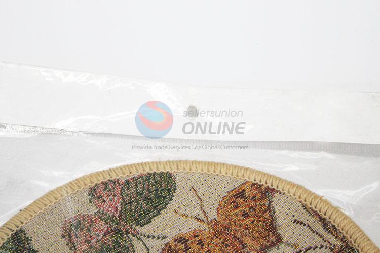 Wholesale Eco-friendly Flower Printed Bamboo Weaving Mats Placemats in Round Shape