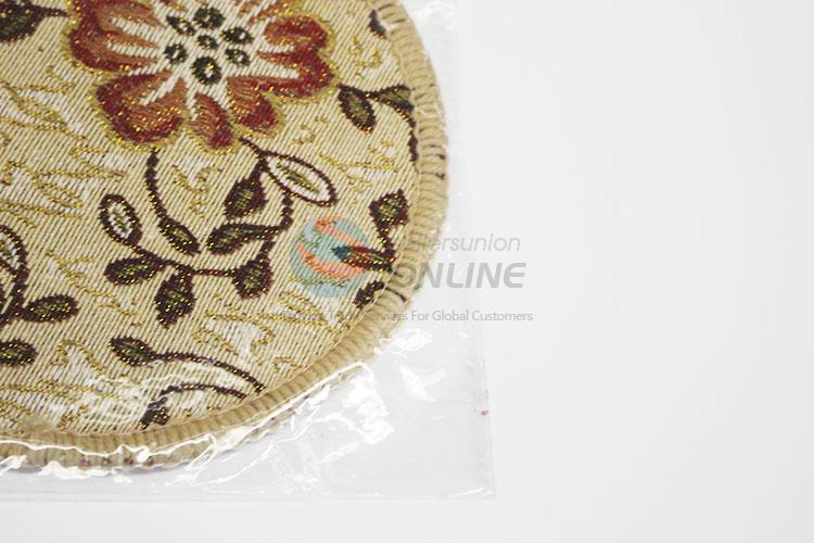 Best Sale Round Shaped Heat Insulation Table Bamboo Weaving Placemat with Flower Pattern